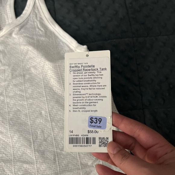 NWT Lululemon Swiftly Pointelle Cropped Racerback Tank Size 14 - Picture 2 of 2